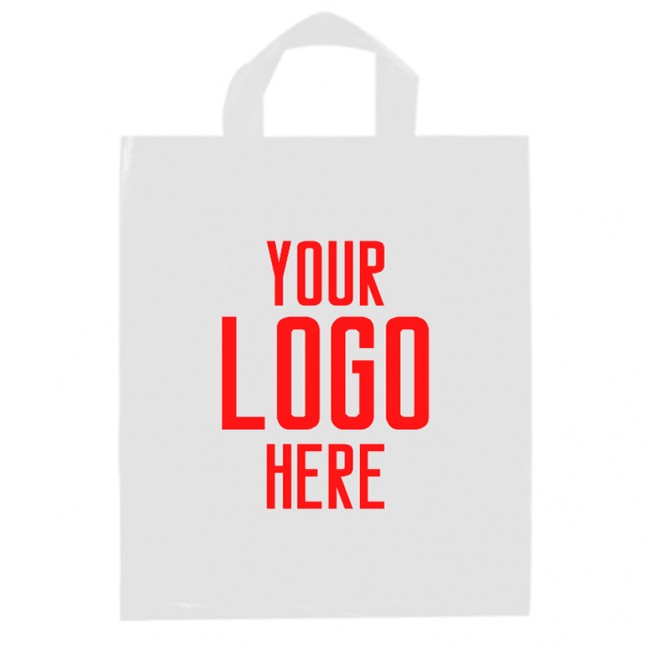 Fused Soft Loop Handle Plastic Bag (20x20x6) - Flexo Ink - Display Pros